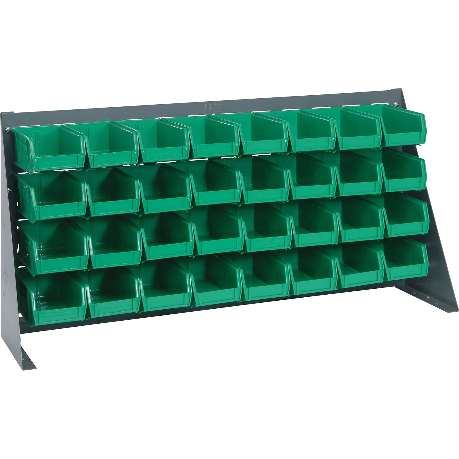 Quantum Storage Systems 36 x 8 x 19 Bench Racks With Bins, Green, 32/Carton (QBR-3619-22032G)