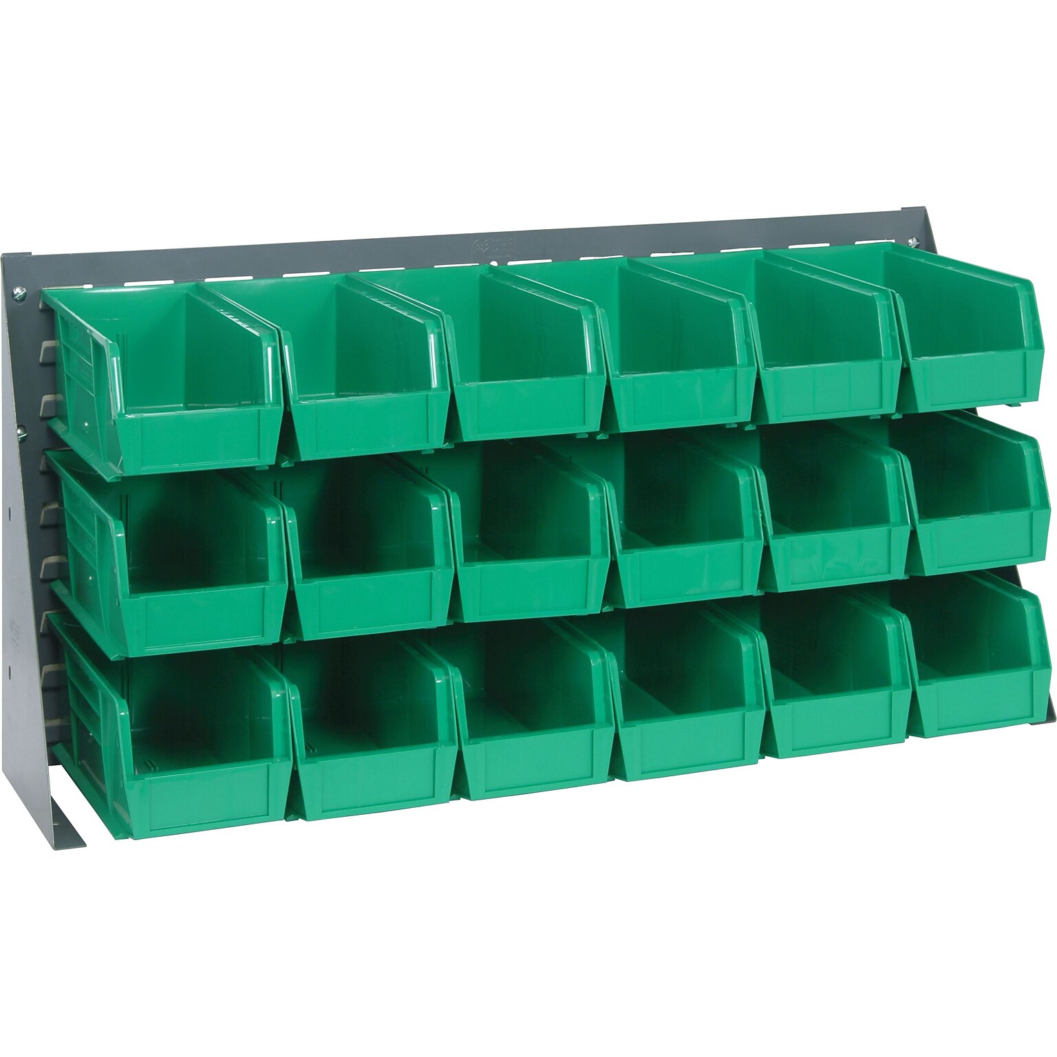Quantum Storage Systems 36 x 8 x 19 Bench Racks With Bins, Green, 18/Carton (QBR3619-230-18G)