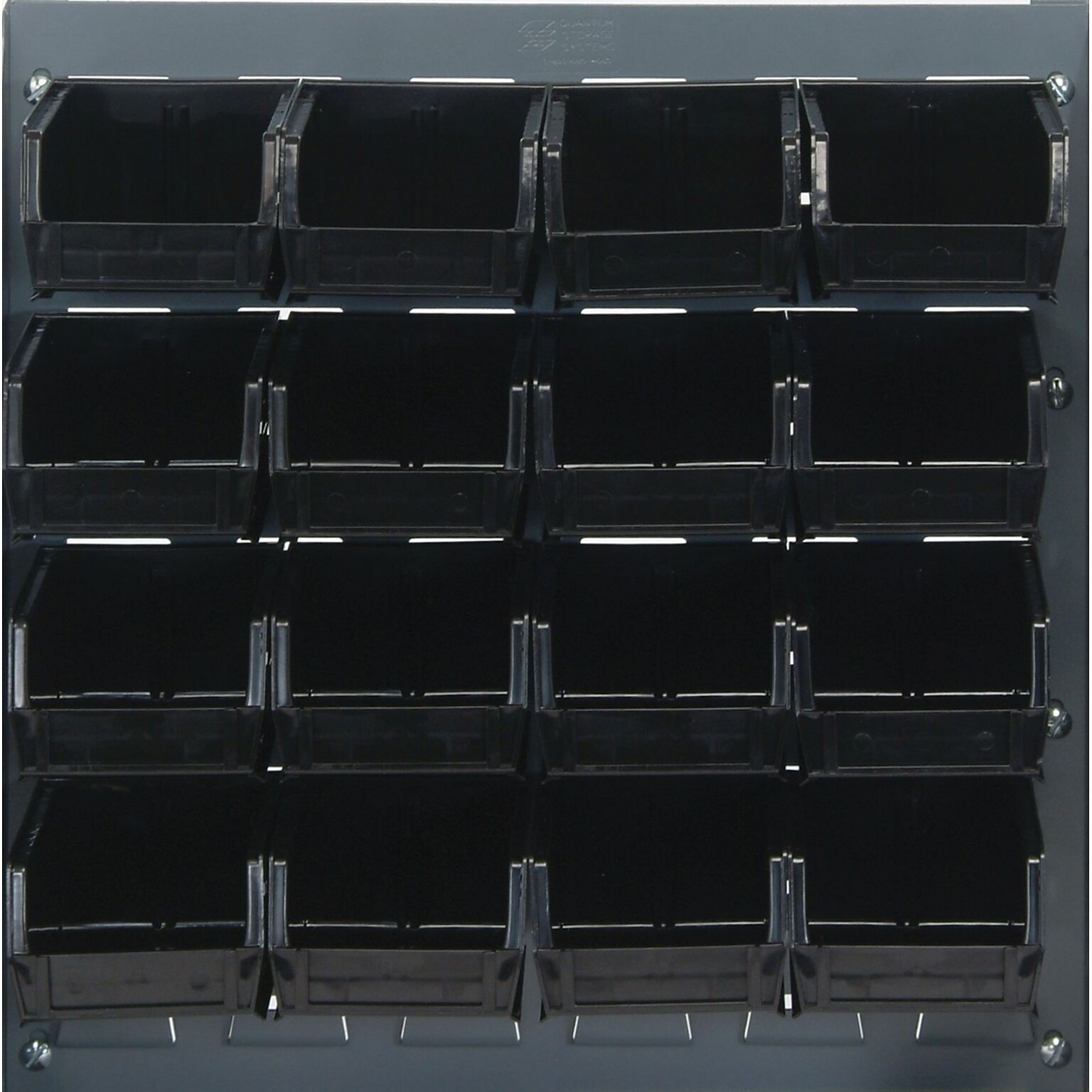 Quantum Storage Systems 18L x 19H Louvered Panels With Bins, Black, 16/Carton (QLP1819-21016BK)