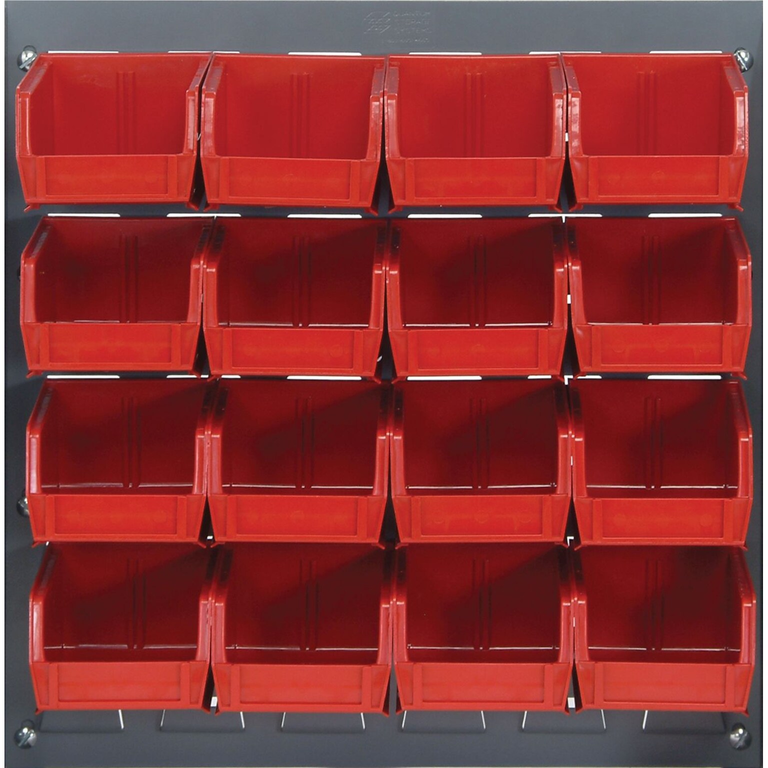 Quantum Storage Systems 18L x 19H Louvered Panels With Bins, Red, 16/Carton (QLP1819-220-16R)