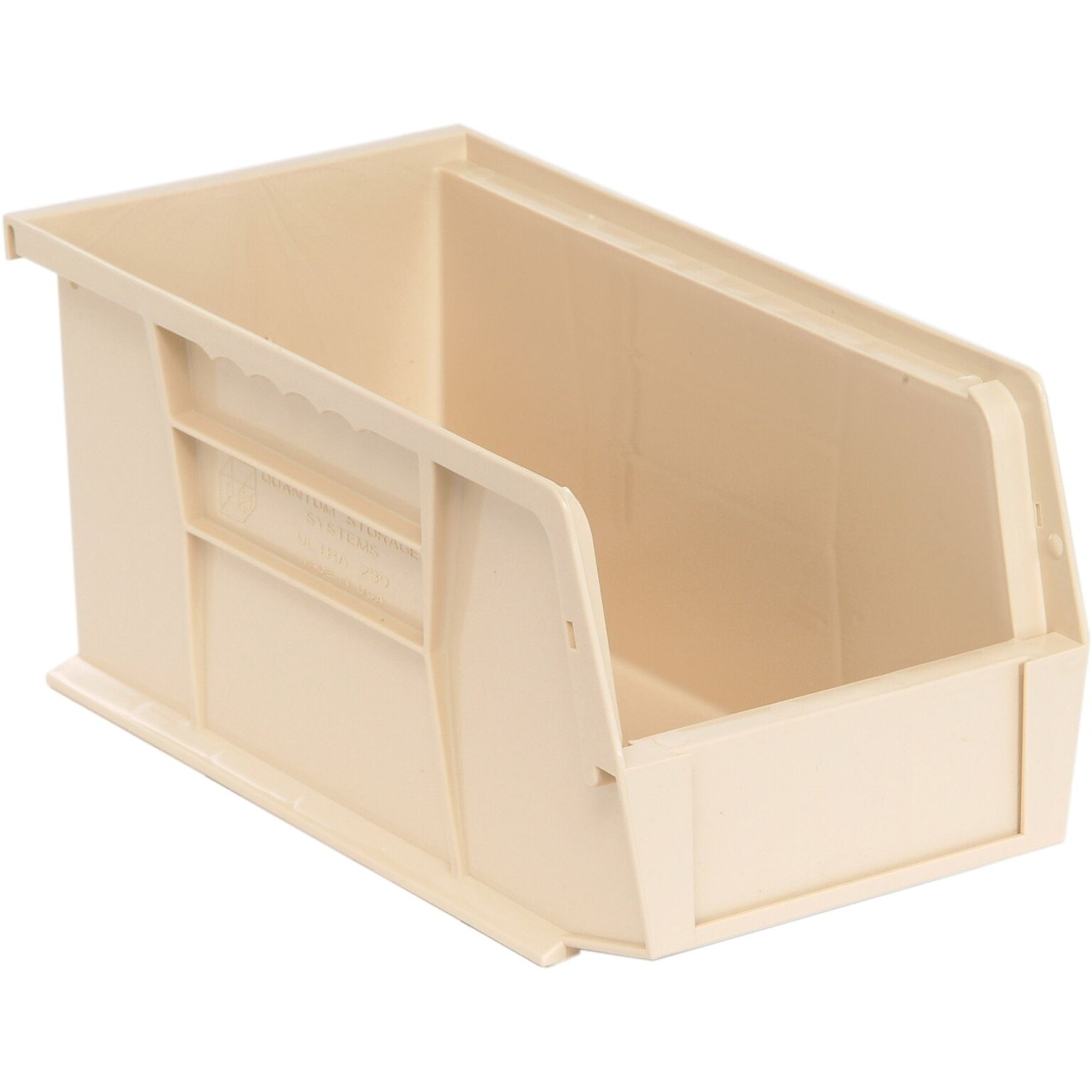 Quantum Storage Systems 10-7/8 x 5-1/2 x 5Ultra Series Stack and Hang Bins, Ivory, 12/Carton (QUS230IVCS)