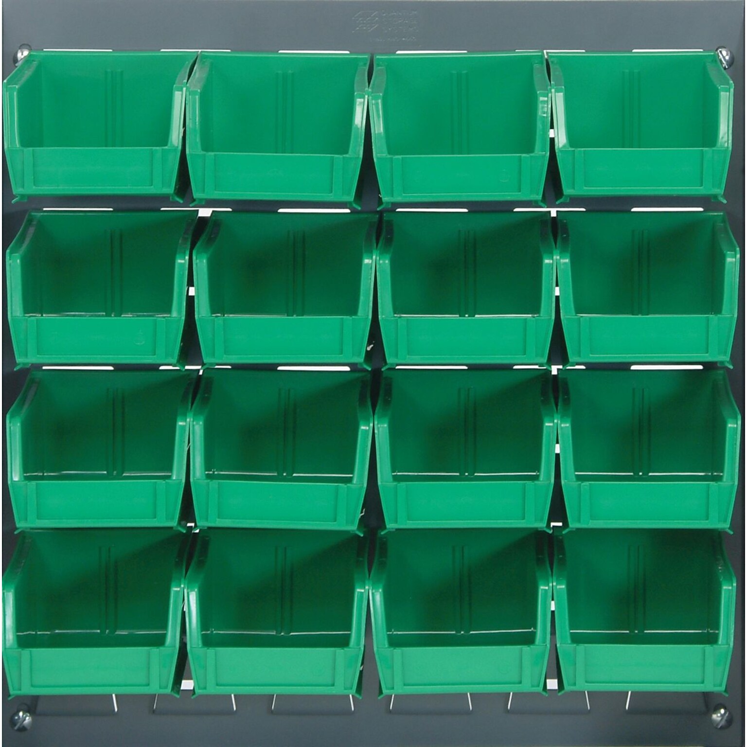 Quantum Storage Systems 18L x 19H Louvered Panels With Bins, Green, 16/Carton (QLP1819-210-16G)
