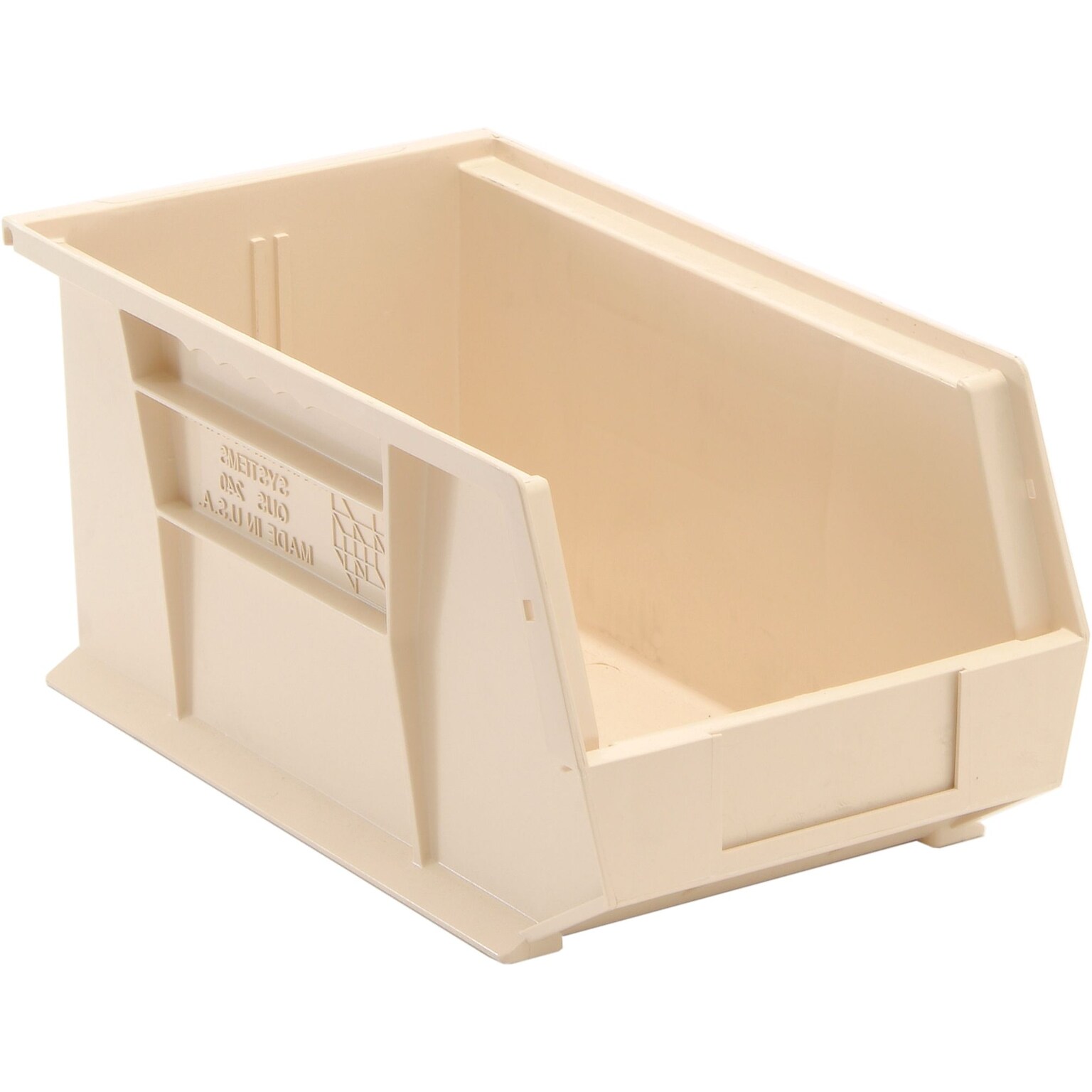 Quantum Storage Systems 14-3/4 x 8-1/4 x 7 Ultra Stack and Hang Bins, Ivory, 12/Carton (QUS240IVCS)