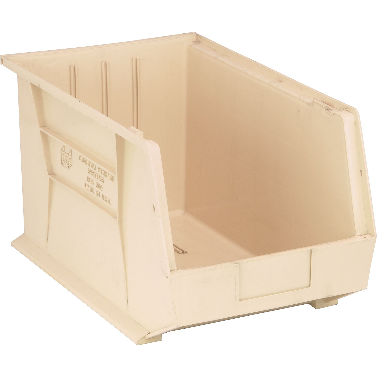 Quantum Storage Systems 18 x 11 x 10 Ultra Stack and Hang Bins, Ivory, 4/Carton (QUS260IVCS)
