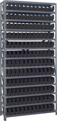 Quantum Storage Systems 12 x 36 x 75 Shelf Bin Unit, Black (1275-100-Bk)