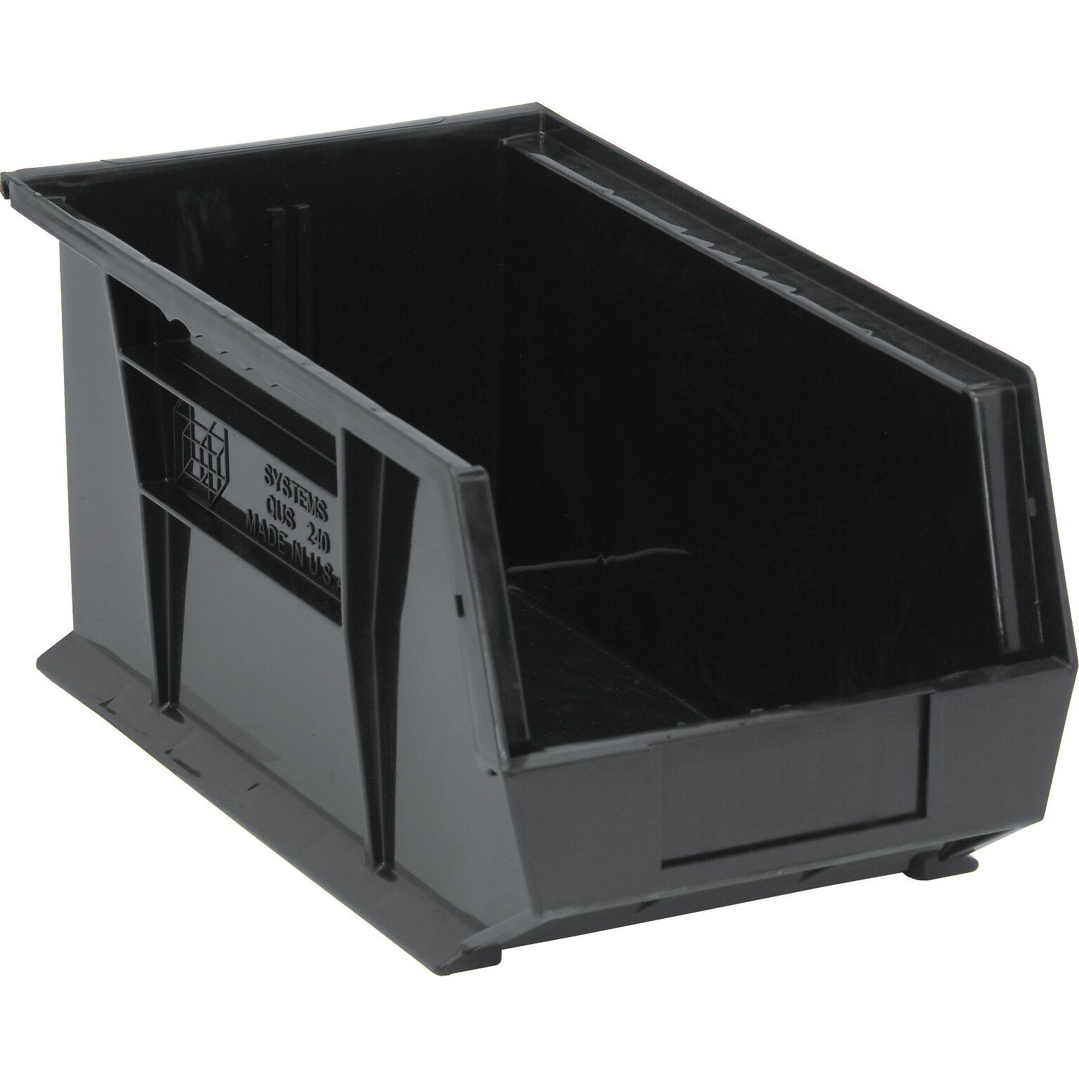Quantum Storage Systems 14-3/4 x 8-1/4 x 7 Ultra Stack and Hang Bins, Black, 12/Carton (QUS240COCS)
