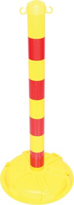 ACCUFORM SIGNS® BLOCKADE Stanchion Post, Yellow Post w/Reflective Red Stripe, Each