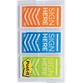 Post-it® Sign Here Flags, 1 Wide, Assorted Colors, 60 Flags/Pack (682-SH-OBL)
