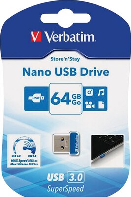 Verbatim 64GB Store n Stay Nano USB Drive; Blue
