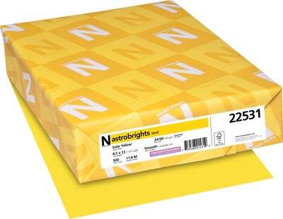 Astrobrights Colored Paper, 24 lbs., 8.5 x 11, Solar Yellow, 500 Sheets/Ream (22531)