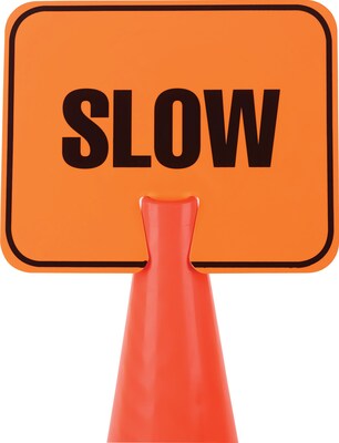 Cortina Cone Sign, Slow, 10.5 X 12.5, Black On Orange