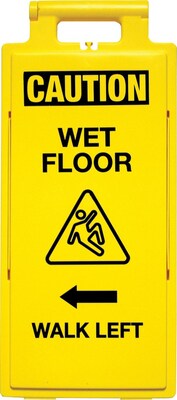 Cortina Lamba Safety Floor Sign, Folding, Wet Floor, Walk Right/Left, 2X4, Yellow