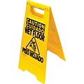 Cortina Lamba Safety Floor Sign, Folding, Wet Floor, Cuidada Piso Mojado, 2X4, Yellow