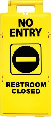 Cortina Lamba Safety Floor Sign, Folding, No Entry, Rest Room Closed, 2X4, Yellow