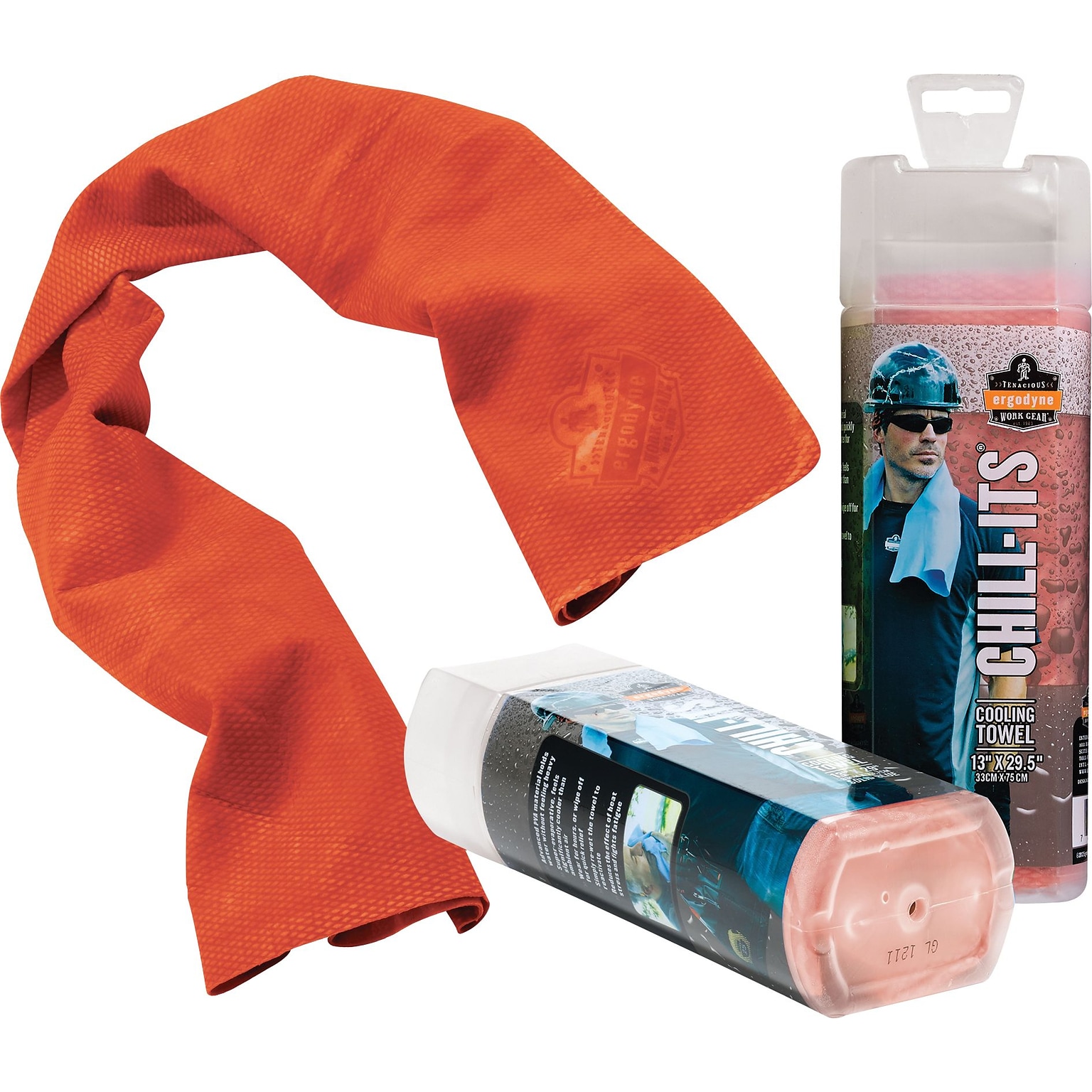 Ergodyne Chill-Its Cooling Towel, Orange, One Size, 6/Carton (12441)