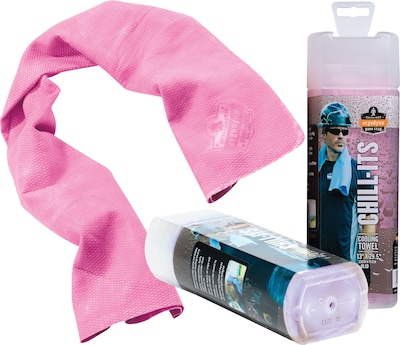 Ergodyne Chill-Its Cooling Towel, Pink, One Size, 6/Carton (12442)