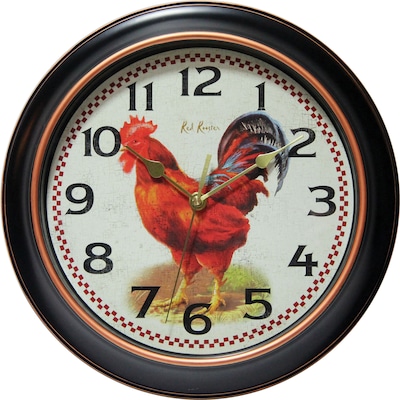 Infinity Instruments 12 Silent Sweep Second Hand Rooster Dial Wall Clock, Rotterdam