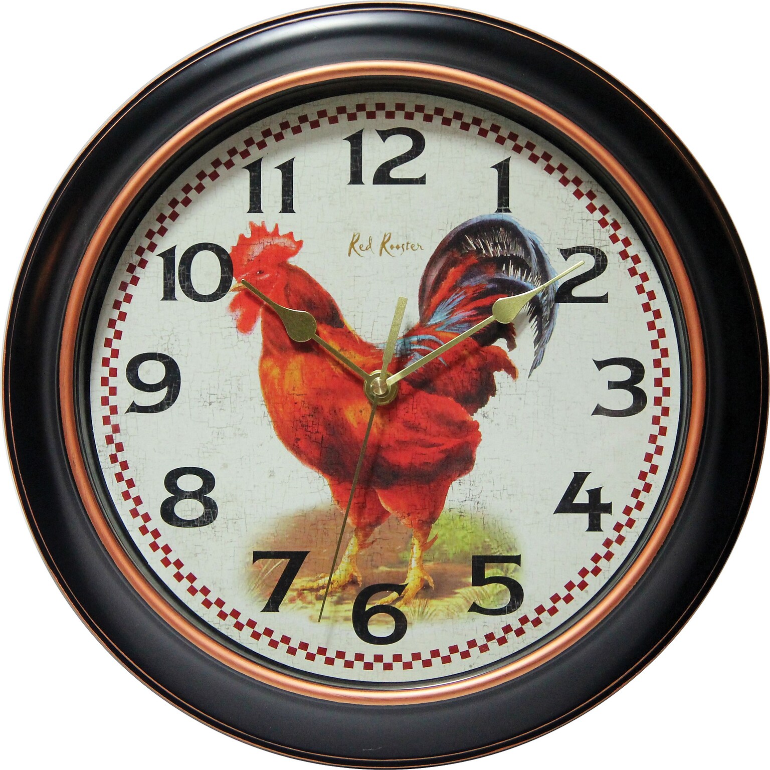 Infinity Instruments 12 Silent Sweep Second Hand Rooster Dial Wall Clock, Rotterdam