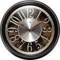 Infinity Instruments Leeds 15 Dark Walnut Wall Clock with Die-Cut Floating Dial and Aluminum Disc (14992WL-GD)