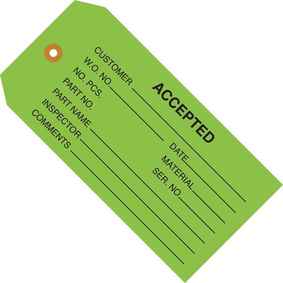 Quill Brand® - 4 3/4" x 2 3/8" - "Accepted (Green)" Inspection Tag, 1000/Case