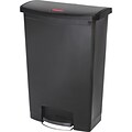 Rubbermaid Commercial Slim Jim Black Front Step Trash Can, 24 Gallon, Black