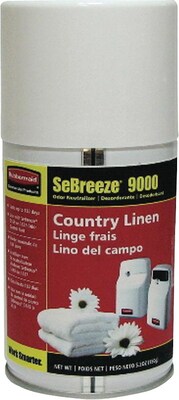 Rubbermaid® Sebreeze® 9000 Odor Neutralizer, Aerosol Canister, Country Linen Scent, 4/Carton