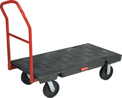 Rubbermaid® Commercial Platform Truck, Heavy Duty, Crossbar Handle,  24 x 48, 2000 lb. cap., Black