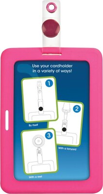 Cosco MyID Rubberized Pink ID Badge Holder for Key Cards and ID Cards, Pink (075016)