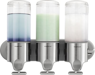 simplehuman® Wall-Mounted Triple Pump Dispenser, Silver (BT1029)