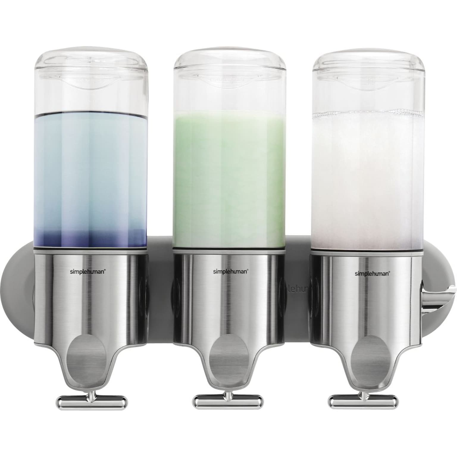 simplehuman® Wall-Mounted Triple Pump Dispenser, Silver (BT1029)