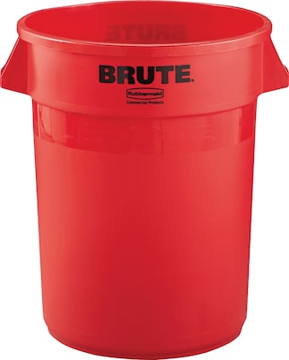 Rubbermaid Brute Plastic Trash Can with no Lid, Red, 32 gal. (FG263200RED)