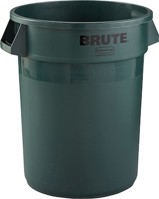 Rubbermaid BRUTE Round Trash Can Container, 32 Gallon, Dark Green