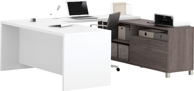 Bestar Pro-Linea U-Desk, Bark Grey/White (120895-47)