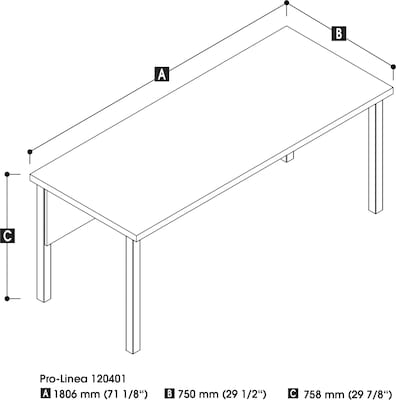 Bestar Pro-Linea Rectangular Activity Table, 71.1" x 29.9" x 29.5", White (120401-17)