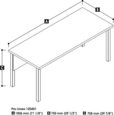 Bestar Pro-Linea Rectangular Activity Table, 71.1" x 29.9" x 29.5", White (120401-17)