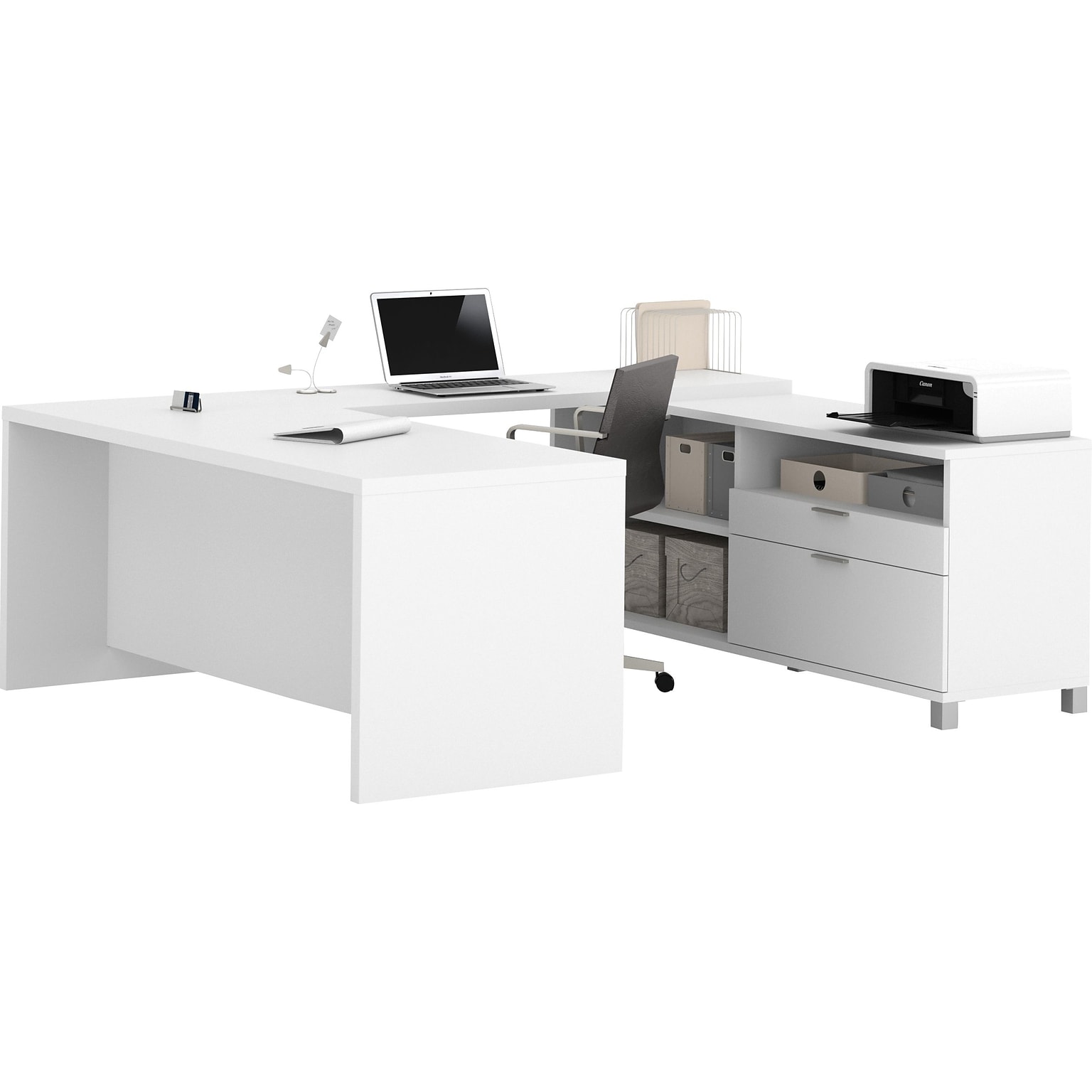 Bestar Pro-Linea 71 U-Desk, White (120861-17)