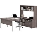 Bestar® Pro-Linea 71 U-Desk with Hutch, Bark Grey (120860-47)