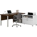 Bestar® Pro-Linea L-Desk White & Oak Barrel