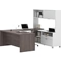 Bestar Pro-Linea 71 U-Desk with Hutch, White/Bark Grey (120880-47)