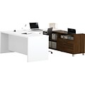 Bestar® Pro-Linea U-Desk in Oak Barrel & White