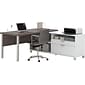 Bestar Pro-Linea 71"W L-Desk, White & Bark Grey (120883-47)