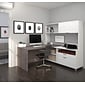 Bestar Pro-Linea 71"W L-Desk with Hutch, White & Bark Grey (120882-47)