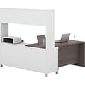 Bestar Pro-Linea 71W L-Desk with Hutch, White & Bark Grey (120882-47)