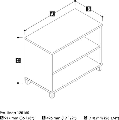 Bestar® Pro-Linea 28" Laminate 2-Shelf Bookcase, Bark Grey (120160-1147)