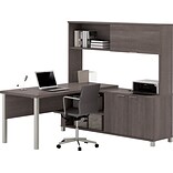 Bestar® Pro-Linea L-Desk with Hutch in Bark Grey