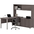 Bestar Pro-Linea L-Desk with Hutch, Bark Grey (120864-47)