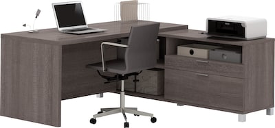 Bestar Pro-Linea 71W L-Desk, Bark Grey (120863-47)