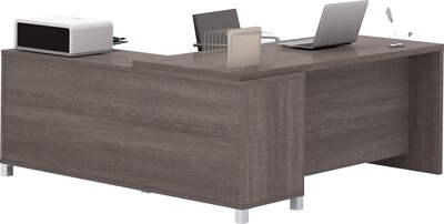 Bestar Pro-Linea 71"W L-Desk, Bark Grey (120863-47)