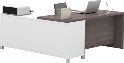 Bestar Pro-Linea 71"W L-Desk, White & Bark Grey (120885-47)