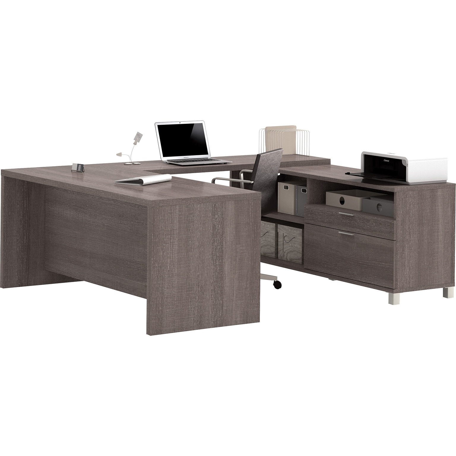 Bestar Pro-Linea U-Desk, Bark Grey (120861-47)